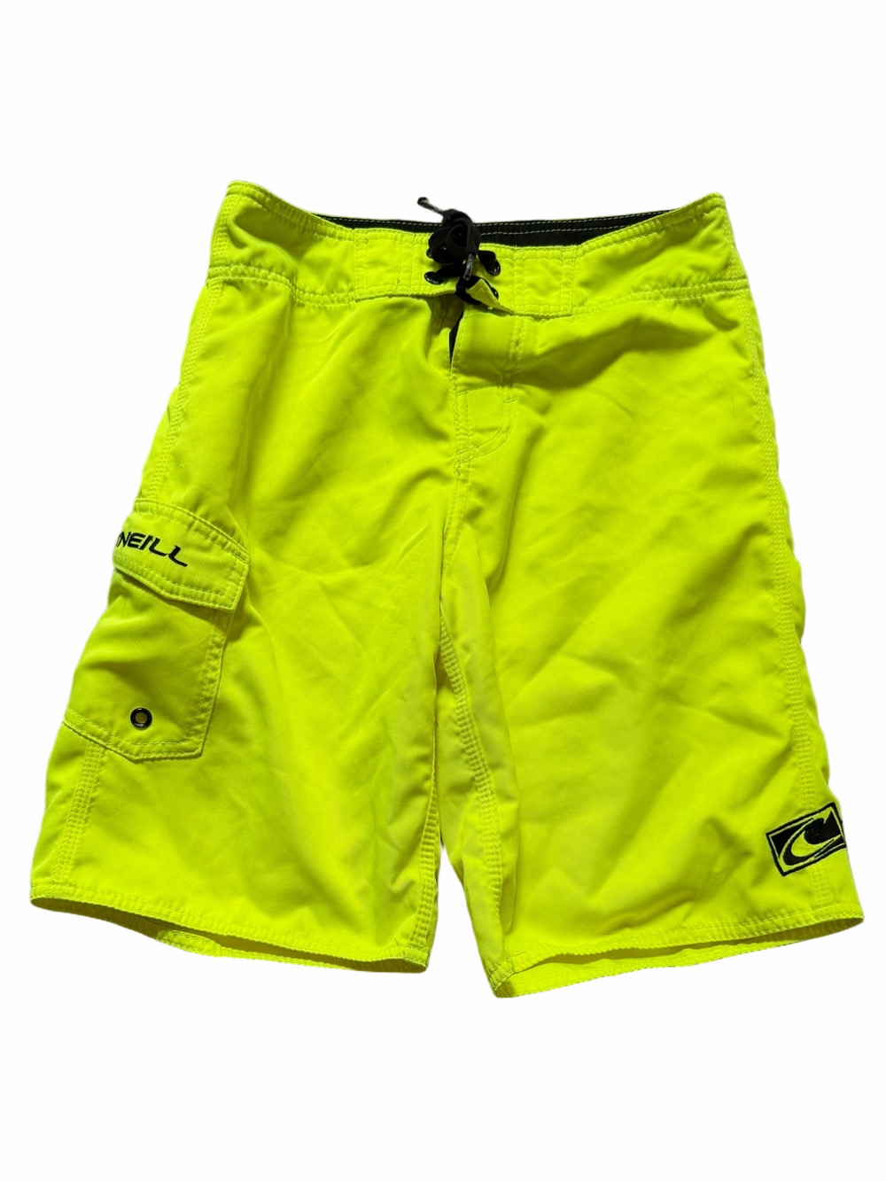 O'Neill Neon Yellow Youth Boy Size 10/26 Board Shorts Surf Ocean Lake Pool Beach